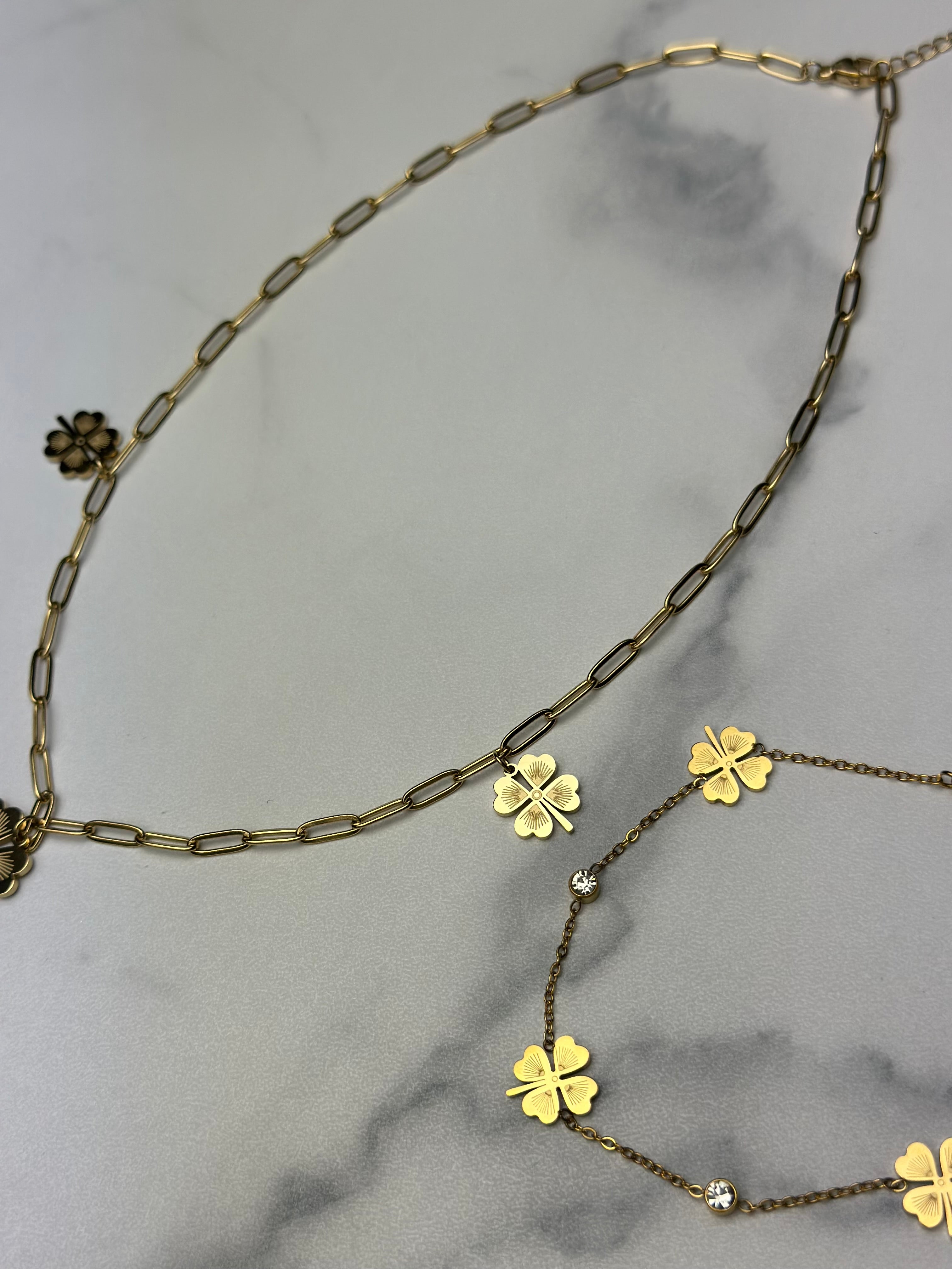 Glücks-Kette mit Kleeblattanhängern