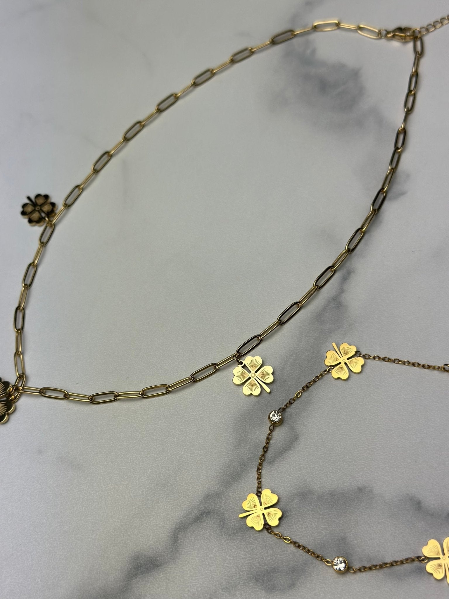 Glücks-Kette mit Kleeblatt - Filigrane Kette für Damen